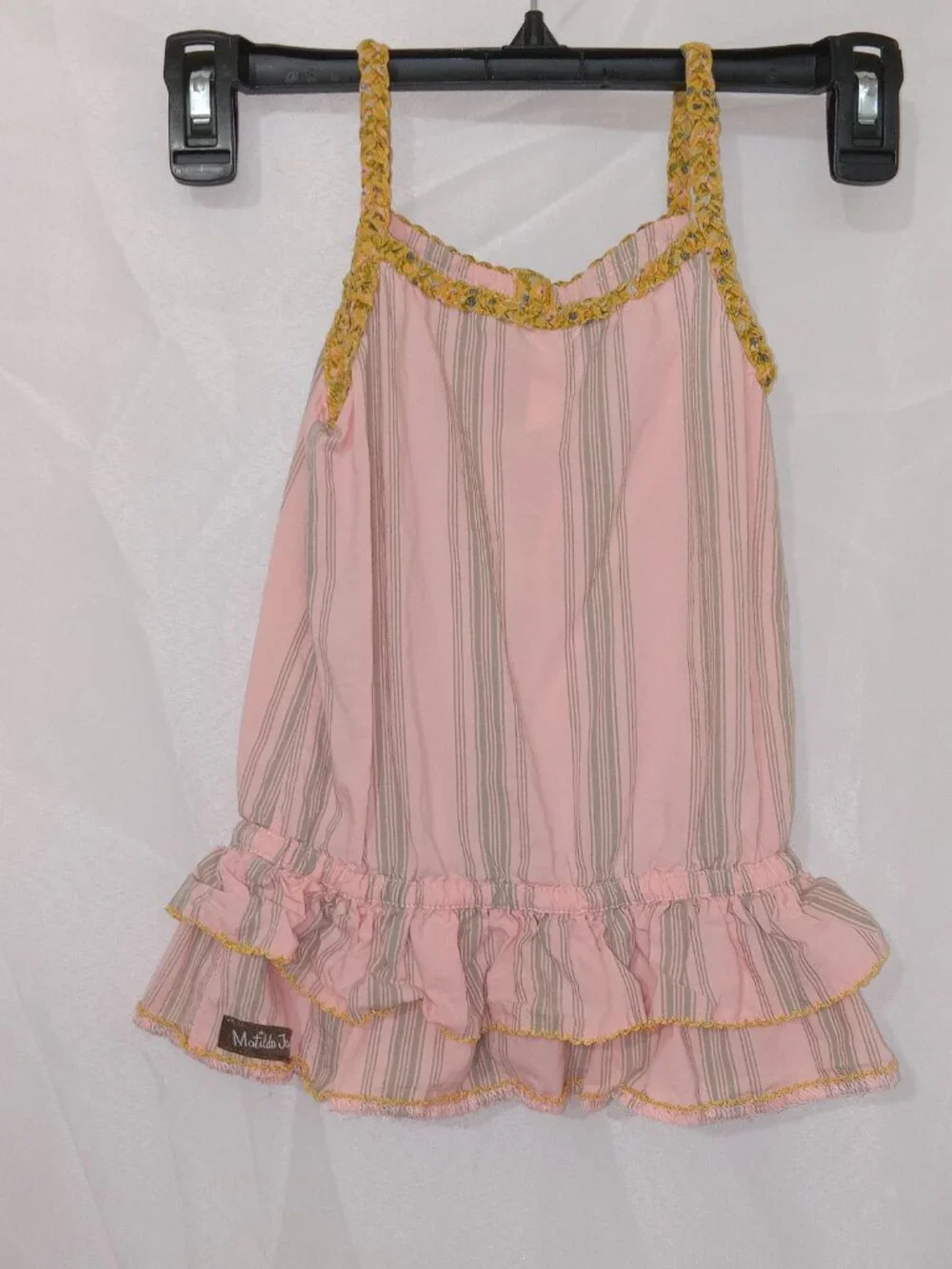 Matilda Jane Morning Sunrise Tank Girls Sz 4 Joanna Gaines Ruffle Strappy Pink